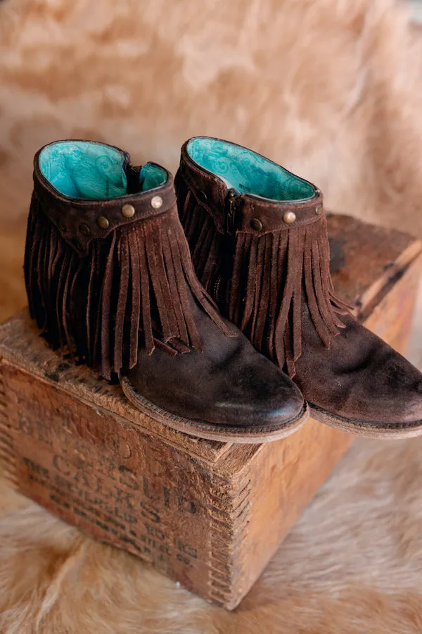 Size 7 Corral Fringe Booties Brown FINAL SALE CS015