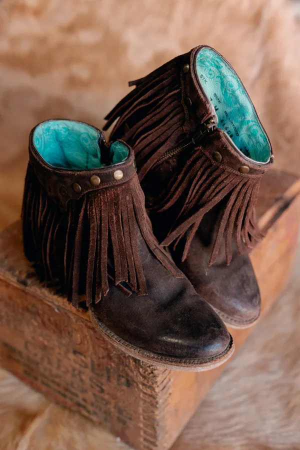 Size 7 Corral Fringe Booties Brown FINAL SALE CS015