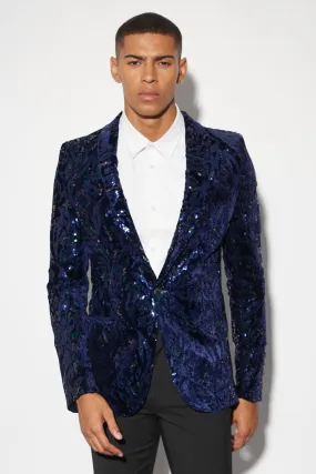 Skinny Shawl Lapel Sequin Blazer