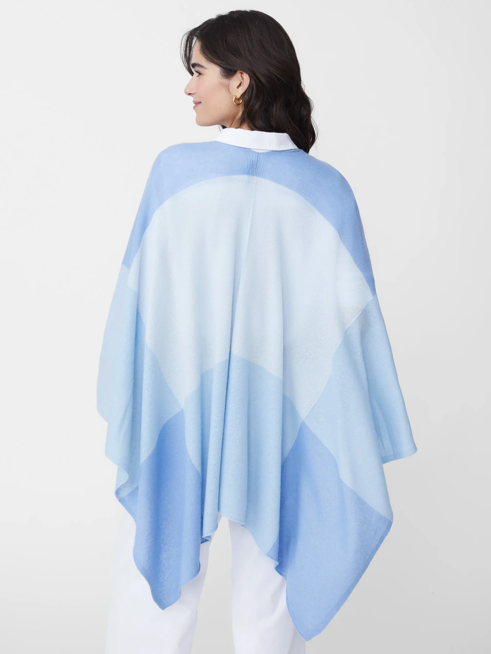 Skyler Cashmere Poncho in Colorblock