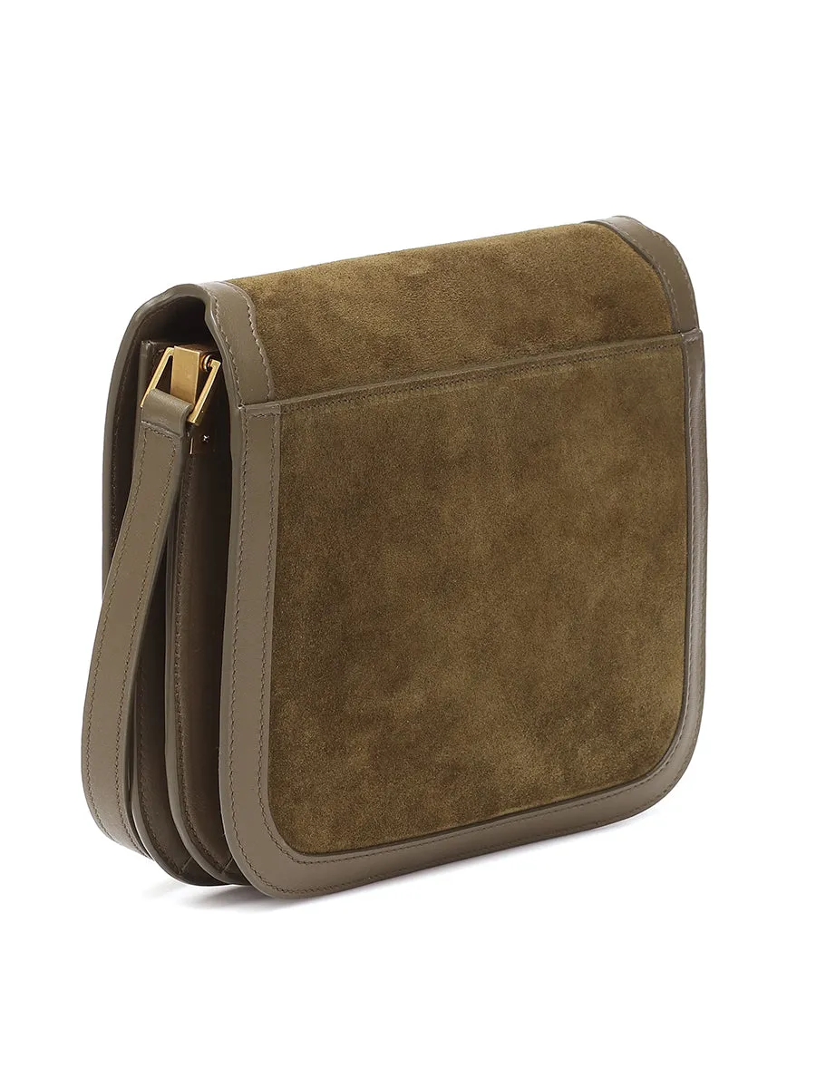 Solferino Medium Soft Satchel in Suede and Smooth Leather