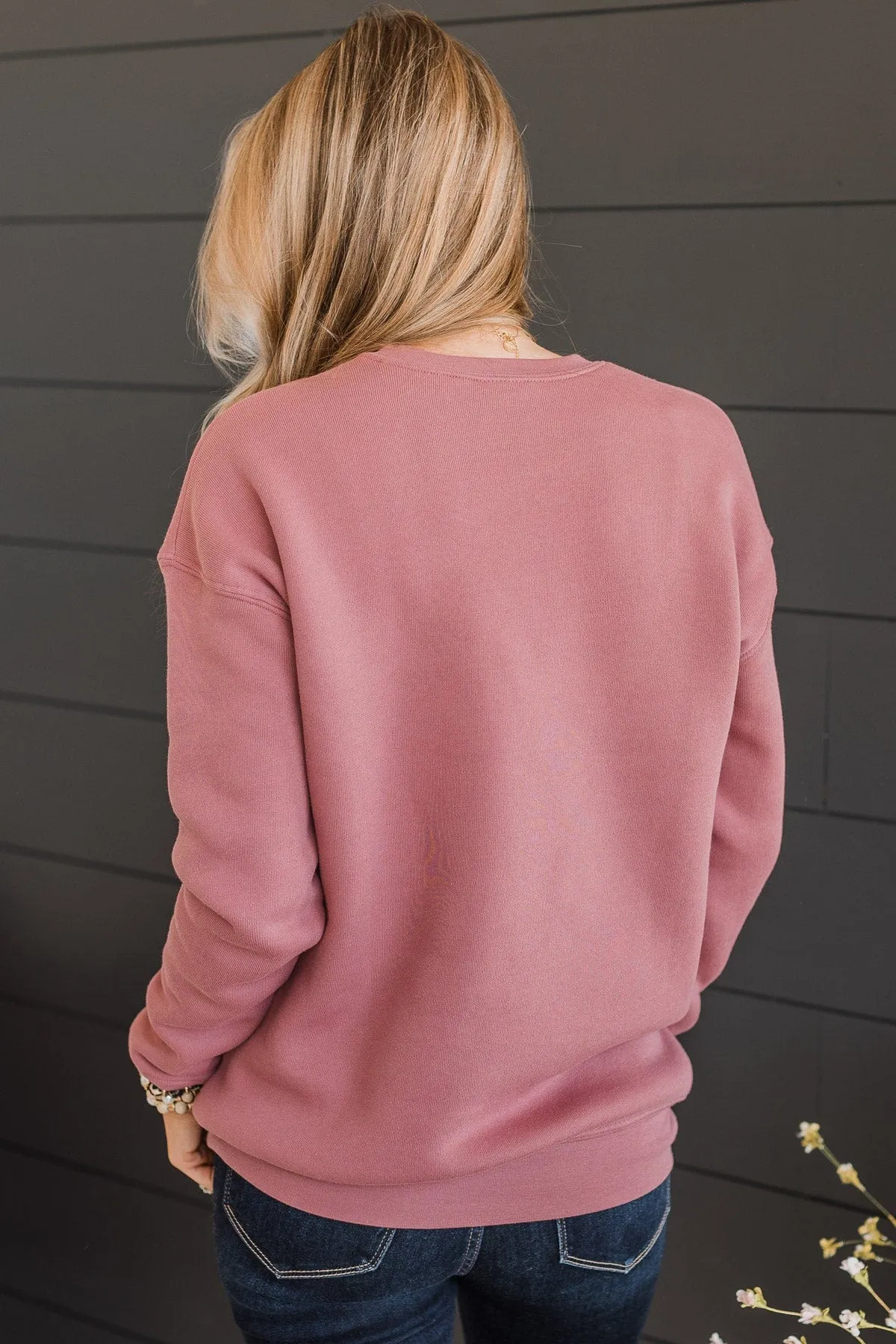 Sunshine & Coffee Crew Neck Pullover- Mauve