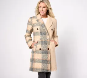 Thread Collective Plaid Blocked Faux Wool Peacoat