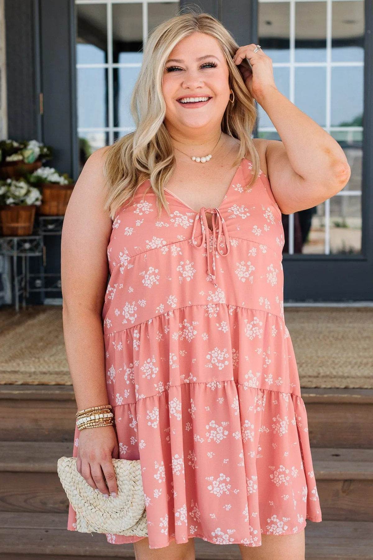 Together Forever Floral Dress- Peach