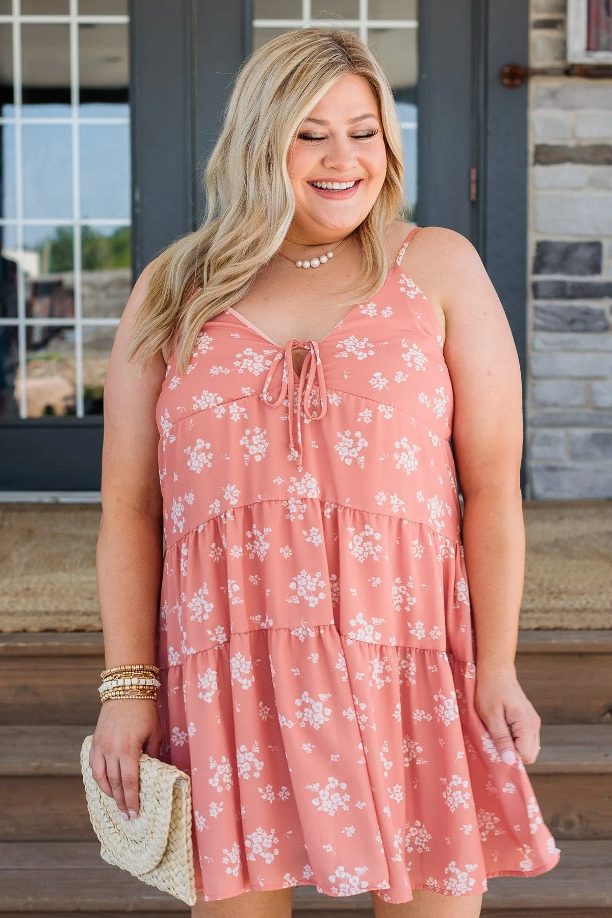 Together Forever Floral Dress- Peach