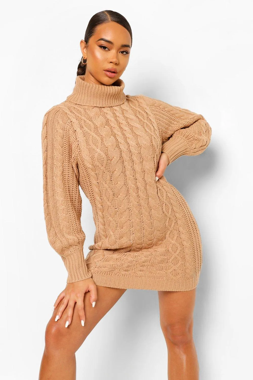 Turtleneck Fisherman Knit Dress