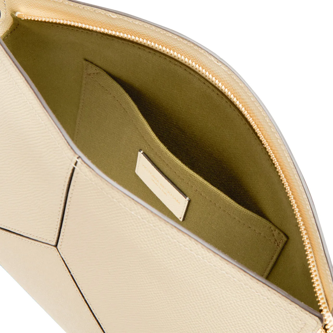 VICTORIA BECKHAM Victoria Leather Clutch - Khaki