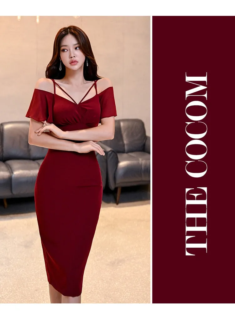 Vintage Sexy Women's Short Sleeves Pullover Mid Calf Pencil Dresses