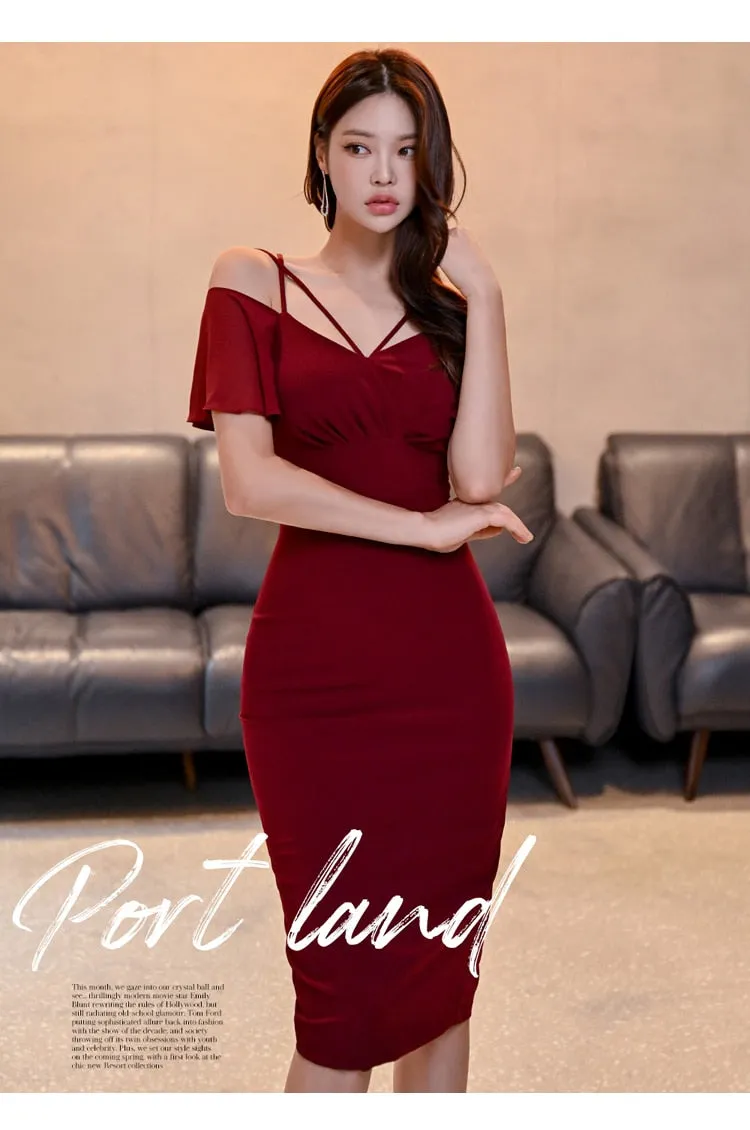 Vintage Sexy Women's Short Sleeves Pullover Mid Calf Pencil Dresses