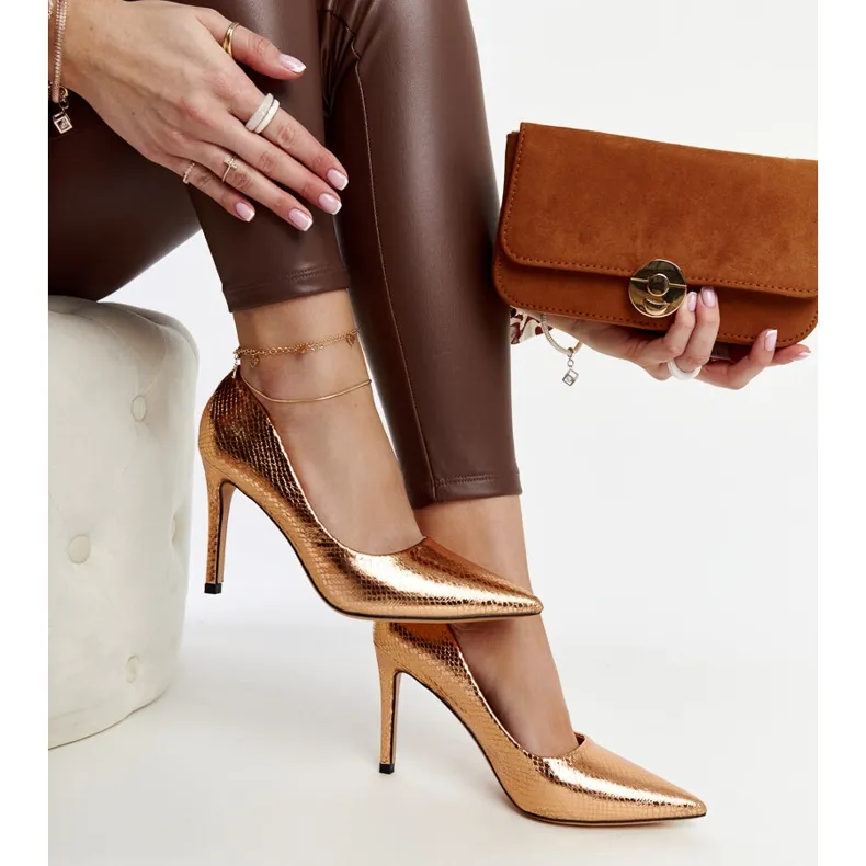 Wines champagne patent stilettos golden