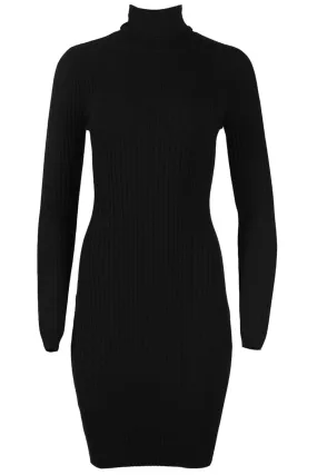 WOLFORD WOOL BLEND TURTLENECK MIDI DRESS SMALL