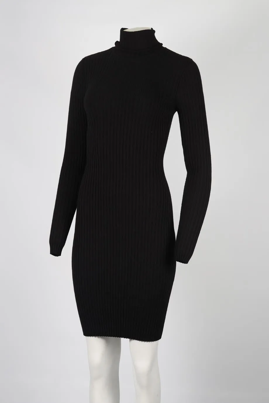 WOLFORD WOOL BLEND TURTLENECK MIDI DRESS SMALL