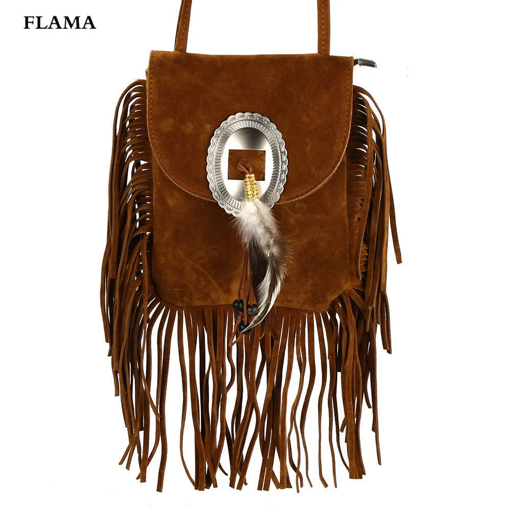 Women leather feather Fringe Tassel Shoulder Bag Crossbody Bag Messenger Hbag Satchel bolsos mujer hbags