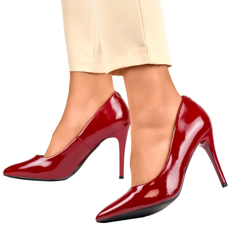 Women's red patent stilettos