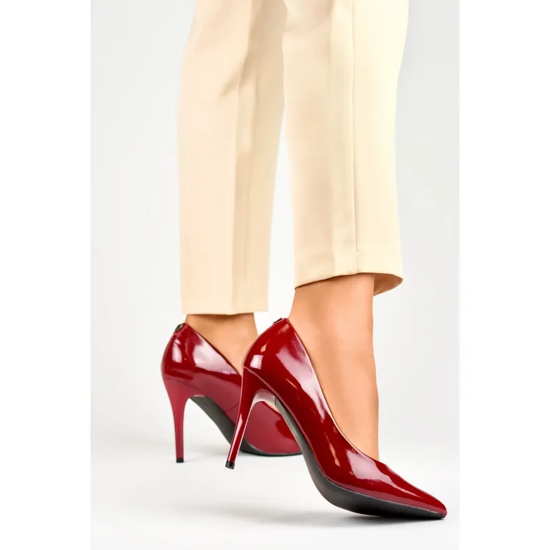 Women's red patent stilettos