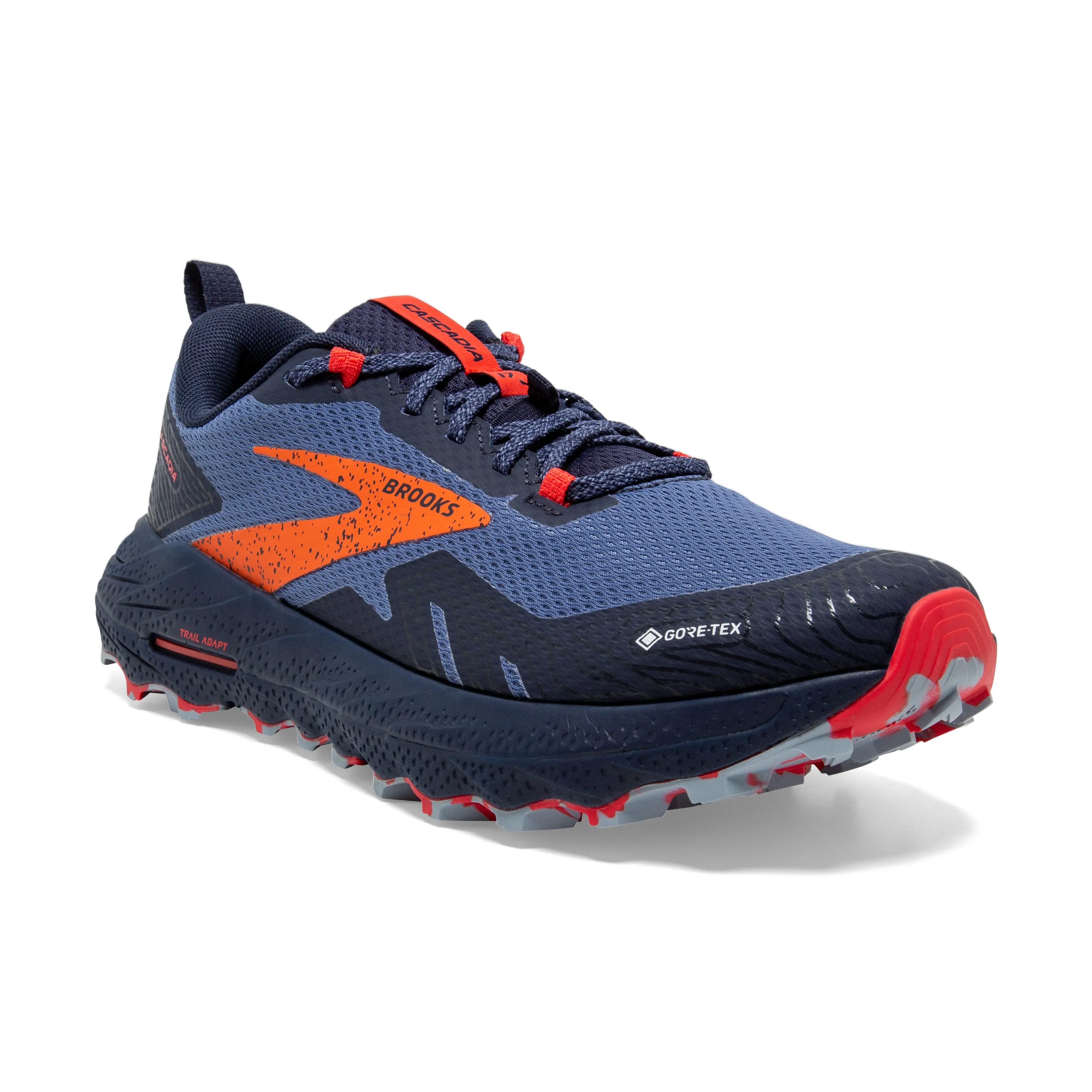 Women's Brooks Cascadia 17 GTX Color: Navy/Bittersweet/Peacoat