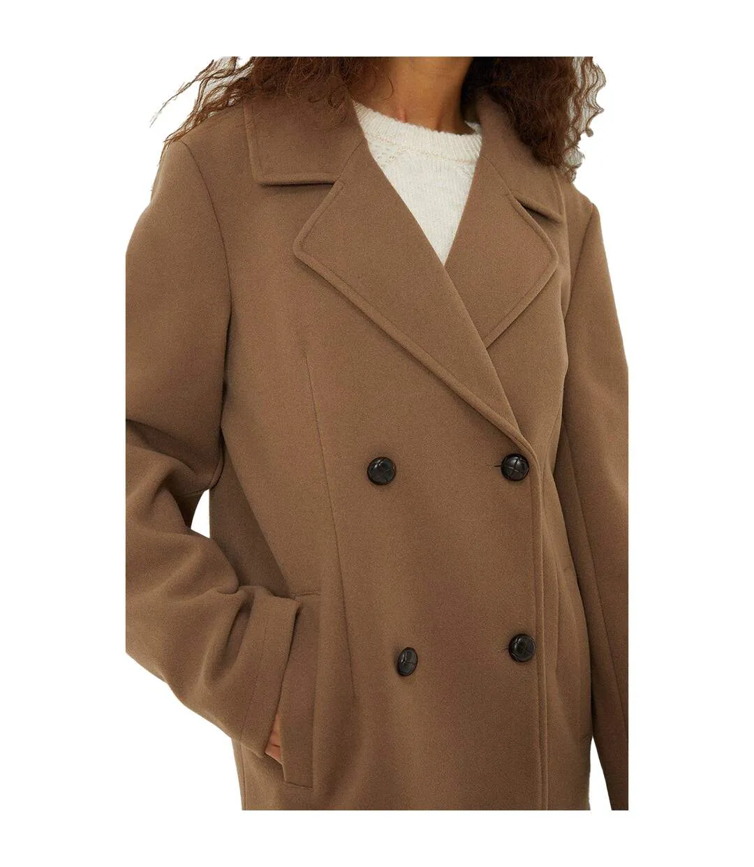 Womens/ladies contrast button tall peacoat mink Dorothy Perkins